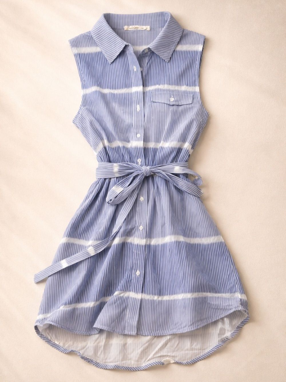 The Impeccable Pig Button-Down Sleeveless Dress - Blue & White - M - Picture 3 of 7